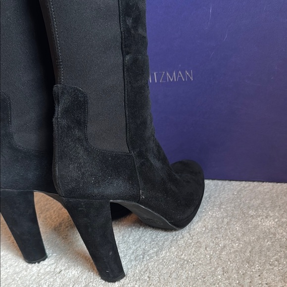 STUART WEITZMAN DEMISTRONG 5050 OVER THE KNEE BOOTS BLACK SUEDE STRETCH - Picture 3 of 5